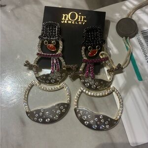 nOir Jewelry Festive Snowman Earrings - Black, Pink, Silver